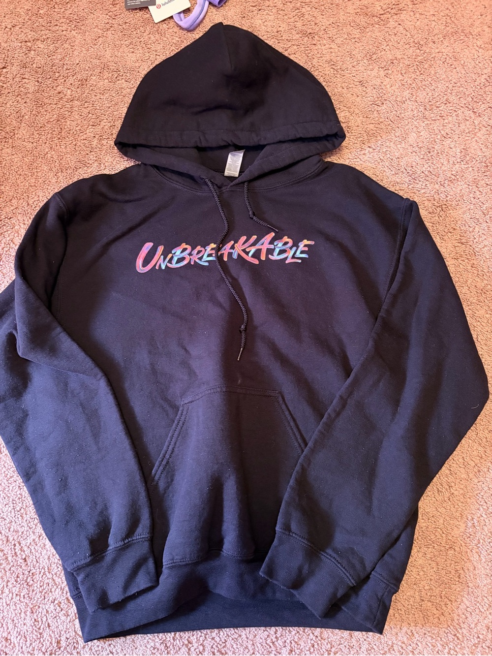 Gildan Black Hoodie with Multicolor "Unbreakable" Script
